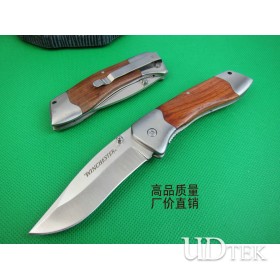 Pear wood double steel head knife folding knife    UDTEK01953